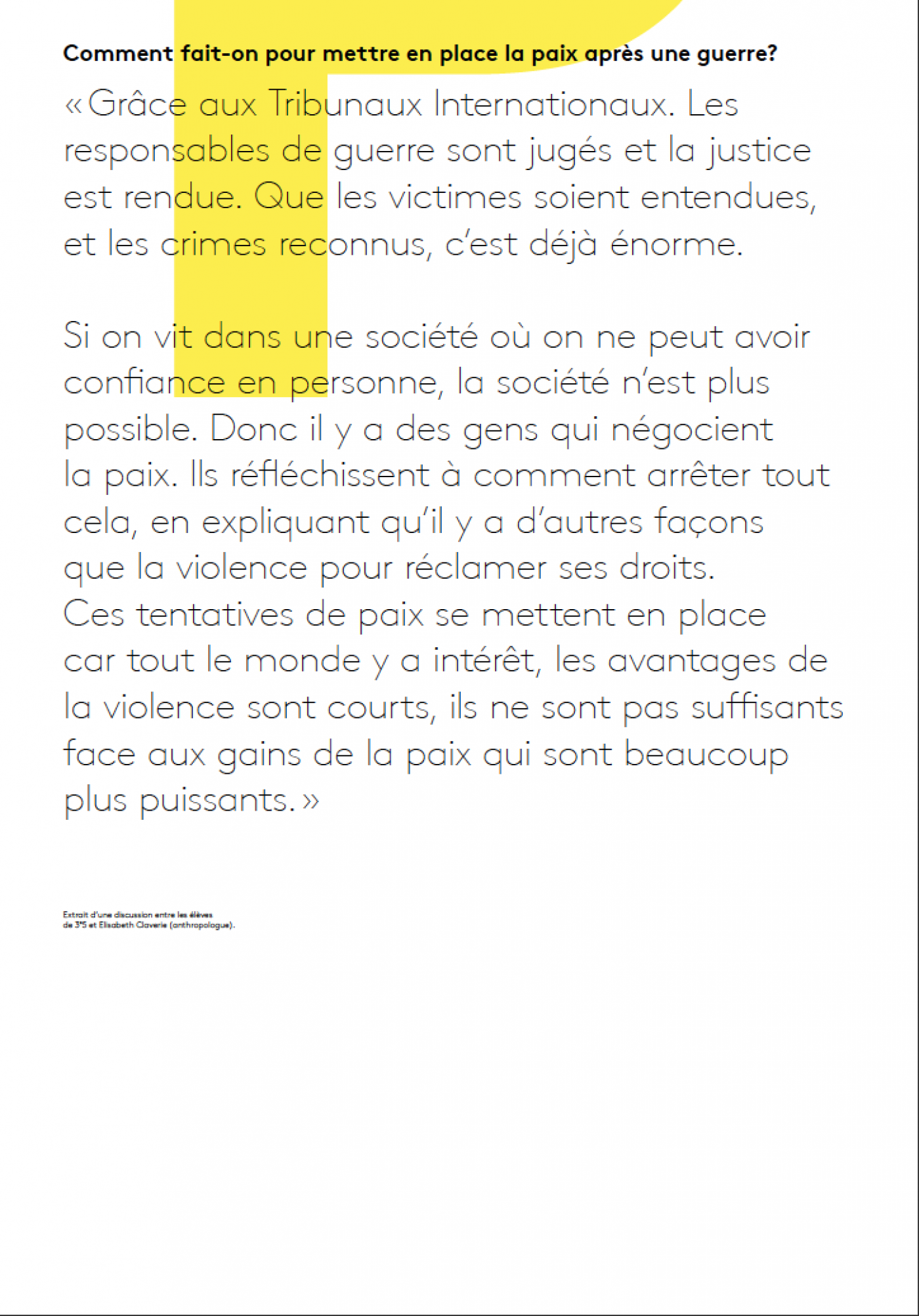 Qu'est-ce que la paix?